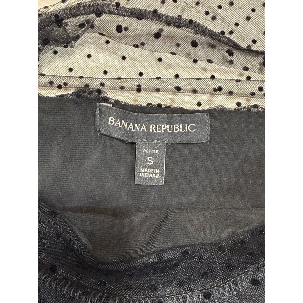 Banana Republic Mesh Blouse Womens Small Petite Black Swiss Dot Sheer Whimsigoth - Picture 4 of 10